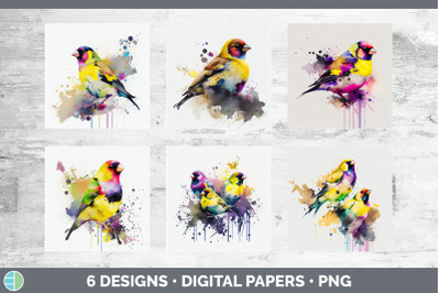 Rainbow Goldfinch Backgrounds | Digital Scrapbook Papers