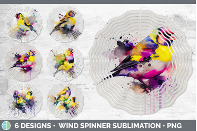 Rainbow Goldfinch Wind Spinner | Sublimation Designs Bundle