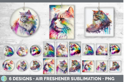 Rainbow Angora Cat Air Freshener | Sublimation Designs Bundle