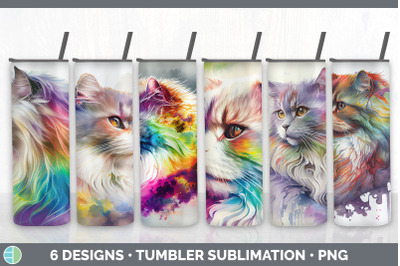 Rainbow Angora Cat Tumbler Sublimation Bundle