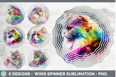 Rainbow Angora Cat Wind Spinner | Sublimation Designs Bundle