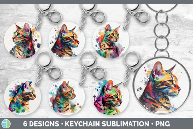 Rainbow Bengal Cat Keychain Bundle | Keyring Sublimation Designs