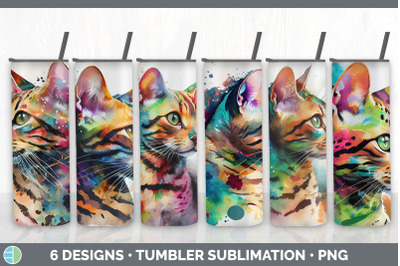 Rainbow Bengal Cat Tumbler Sublimation Bundle