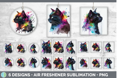 Rainbow Black Cat Air Freshener | Sublimation Designs Bundle