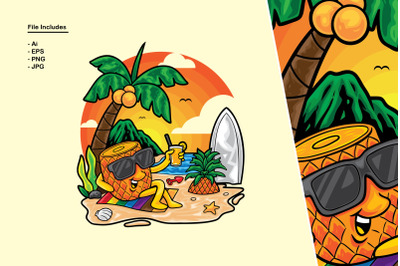 Pineapple Beach Summer Illustration