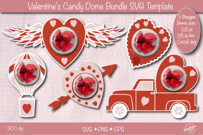 Valentine Candy Dome Holder SVG Bundle| Heart candy holders SVG| Valen