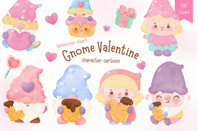 Valentine Gnome watercolor Gnome sublimation kawaii clipart