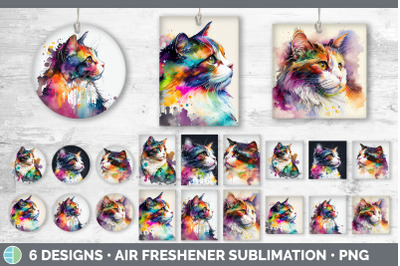 Rainbow Calico Cat Air Freshener | Sublimation Designs Bundle