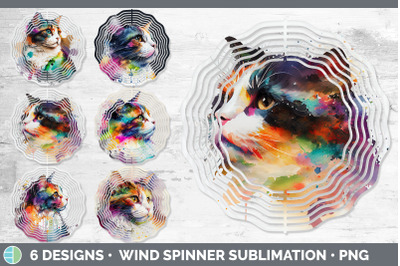 Rainbow Calico Cat Wind Spinner | Sublimation Designs Bundle