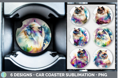 Rainbow Himalayan Cat Car Coaster | Sublimation Designs Bundle