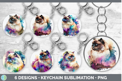 Rainbow Himalayan Cat Keychain Bundle | Keyring Sublimation Designs