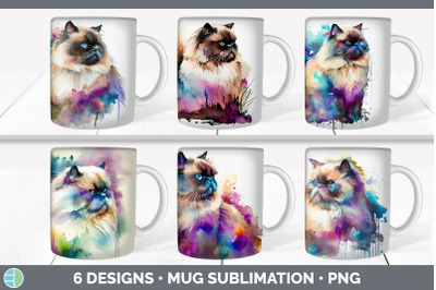 Rainbow Himalayan Cat Mug Sublimation | Coffee Cup Background PNG