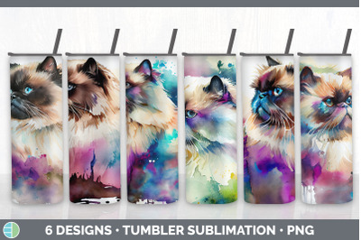 Rainbow Himalayan Cat Tumbler Sublimation Bundle