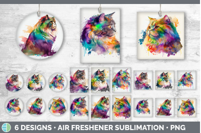 Rainbow Maine Coon Cat Air Freshener | Sublimation Designs Bundle