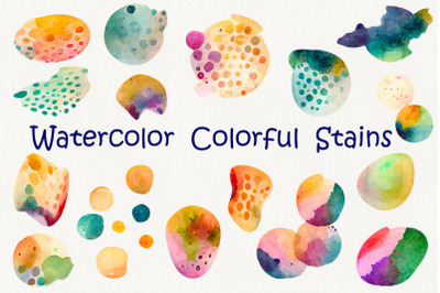 Watercolor Set of Colorful Stains