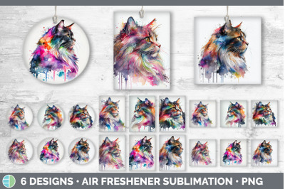 Rainbow Norwegian Forest Cat Air Freshener | Sublimation Designs Bundl