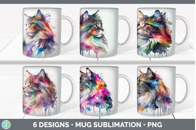 Rainbow Norwegian Forest Cat Mug Sublimation | Coffee Cup Background P