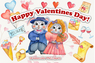 Happy Valentines Day Watercolor Set