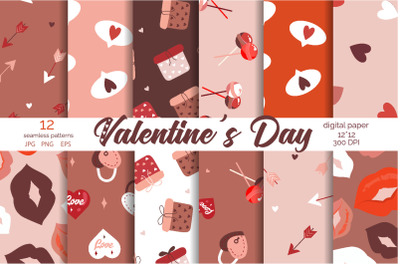 Seamless patterns for Valentine&#039;s day