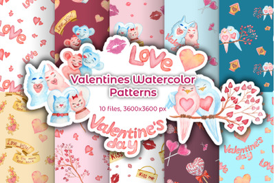 Valentines Watercolor Patterns