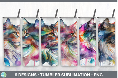 Rainbow Norwegian Forest Cat Tumbler Sublimation Bundle