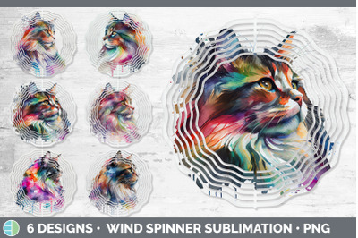 Rainbow Norwegian Forest Cat Wind Spinner | Sublimation Designs Bundle