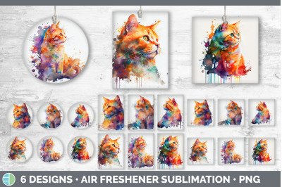 Rainbow Orange Cat Air Freshener | Sublimation Designs Bundle