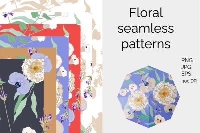 Seamless paper patterns with flowers