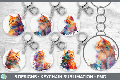 Rainbow Orange Cat Keychain Bundle | Keyring Sublimation Designs