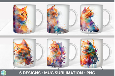 Rainbow Orange Cat Mug Sublimation | Coffee Cup Background PNG