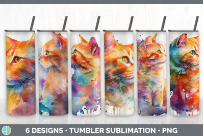 Rainbow Orange Cat Tumbler Sublimation Bundle