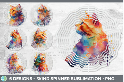 Rainbow Orange Cat Wind Spinner | Sublimation Designs Bundle