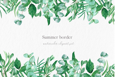 Summer Foliage Border, Watercolor png #c74