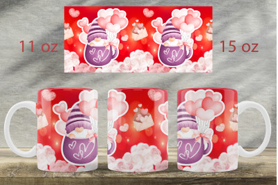 Love gnomes mug wrap Valentines day mug sublimation design