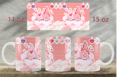 Love gnomes mug wrap Valentines day mug sublimation design