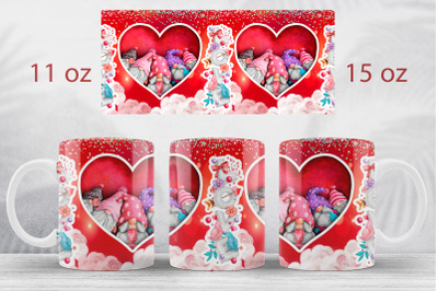 Love gnomes mug wrap Valentines day mug sublimation design