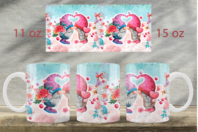 Love gnomes mug wrap Valentines day mug sublimation design