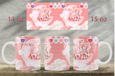 Love gnomes mug wrap Valentines day mug sublimation design