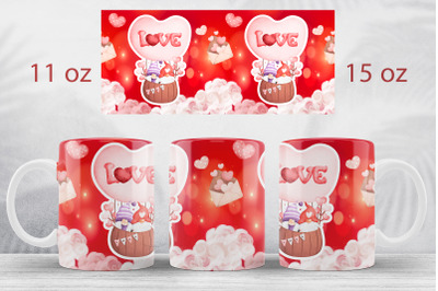 Love gnomes mug wrap Valentines day mug sublimation design