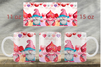 Love gnomes mug wrap Valentines day mug sublimation design