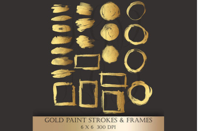 Gold Brush Strokes Clipart - gold metallic glitter paint strokes circl