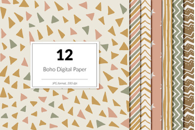 Hand drawn boho digital paper