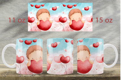 Valentines day mug wrap Love mug sublimation png Cupid