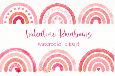 Watercolor Valentine Rainbow Png clipart, Pink rainbows.