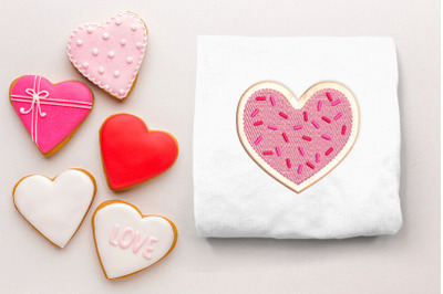 Mini Valentine&#039;s Day Heart Sugar Cookie | Embroidery