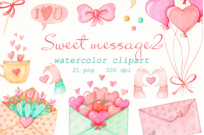 Valentines Watercolor clipart | Valentine&amp;#039;s Day bundle |  Heart PNG
