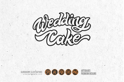 Wedding cake lettering text black and white