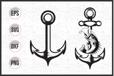 fishing anchor vector art svg