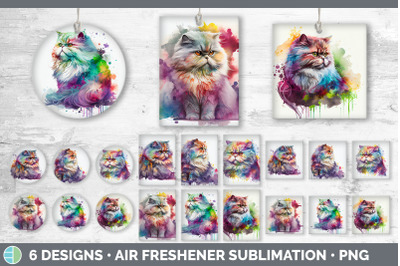 Rainbow Persian Cat Air Freshener | Sublimation Designs Bundle