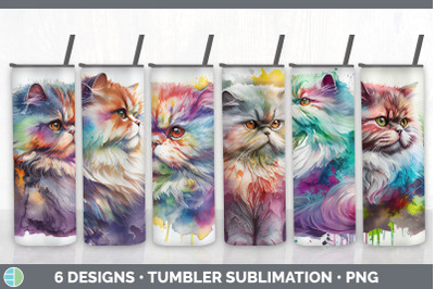 Rainbow Persian Cat Tumbler Sublimation Bundle